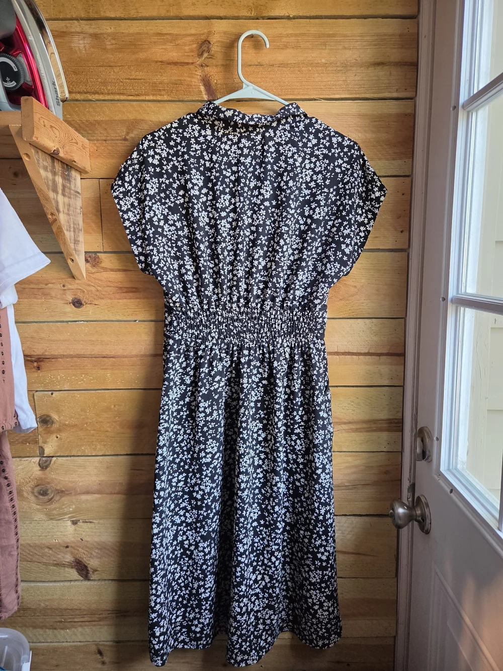 Monteau Black Midi Dress with White Floral Print